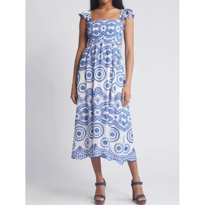 Casual Fit Women's Midi Dress with Ruffled Sleeves