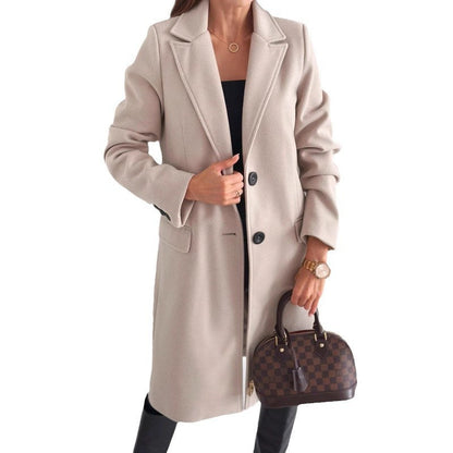 Women's Classic Fit Overcoat with Notch Collar and Button Front - Nocini