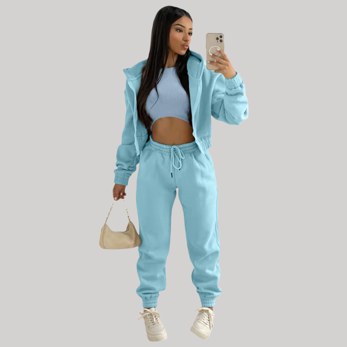Ladies Comfortable Sporty 3 Piece Tracksuit Set