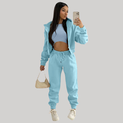 Ladies Comfortable Sporty 3 Piece Tracksuit Set