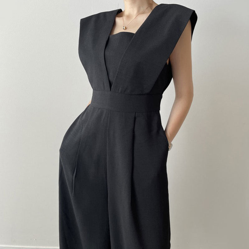 Women's Summer Jumpsuit - V Neck - High Waisted - Loose Fit - Nocini