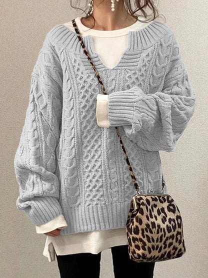 Cozy Women's Cable Knit Sweater Long Sleeve