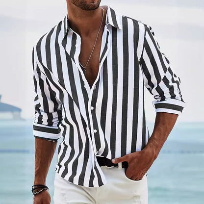 Casual Striped Cotton Shirt for Men