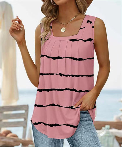 Casual Floral Square Neck Vest Top