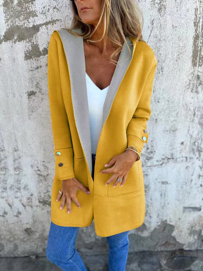 Cozy Women's Hooded Cardigan with Soft Button Cuffs