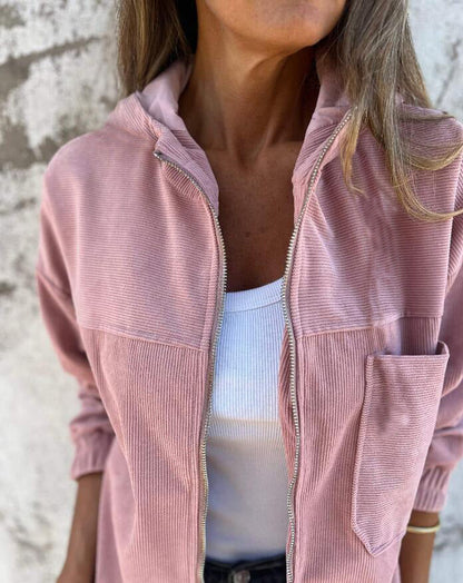 Relaxed Fit Women's Corduroy Hoodie Jacket