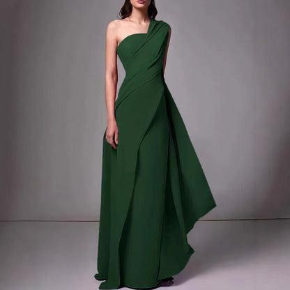 Long Sleeve Formal Gown One Shoulder Slim Fit Dress