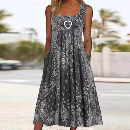 Summer Floral Maxi Dress with Pockets