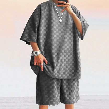 Casual Fit Men's Short Sleeve Tee and Shorts Set