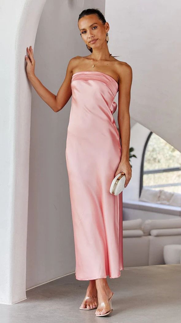 Luxurious Strapless Satin Evening Gown for Women