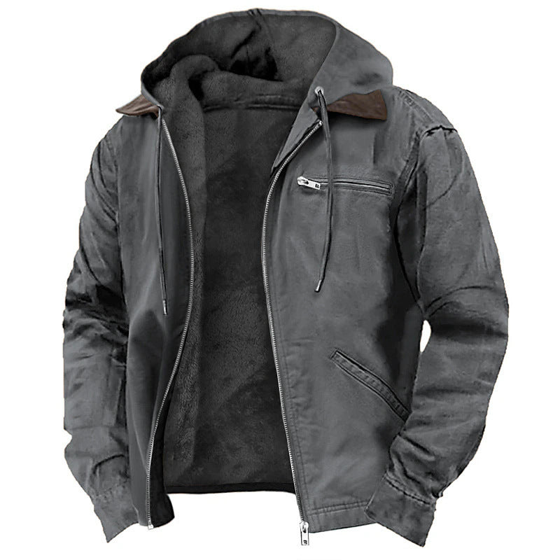 Casual Fit Fleece Hoodie Jacket with Utility Pockets