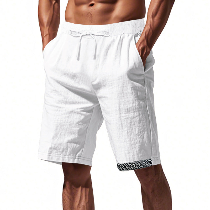 Relaxed Fit Linen Shorts with Adjustable Waistband