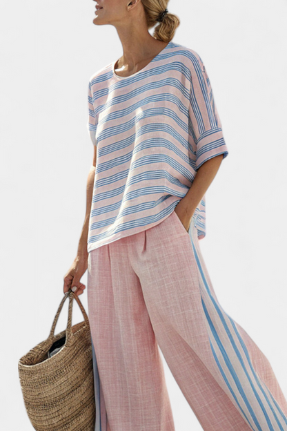 Chic Pastel Linen Top and Comfort Pants