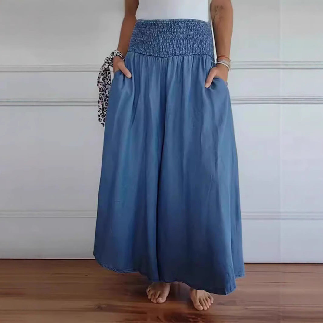 Loose Fit Women's Pants with Elastic Waist and Pockets - Nocini