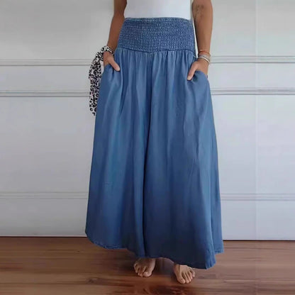 Loose Fit Women's Pants with Elastic Waist and Pockets - Nocini