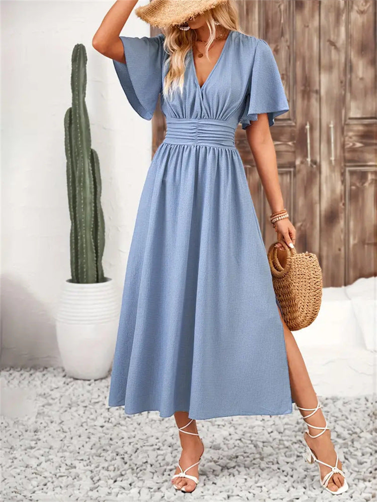 Navy Knee Length Ladies Dress - Olytrend