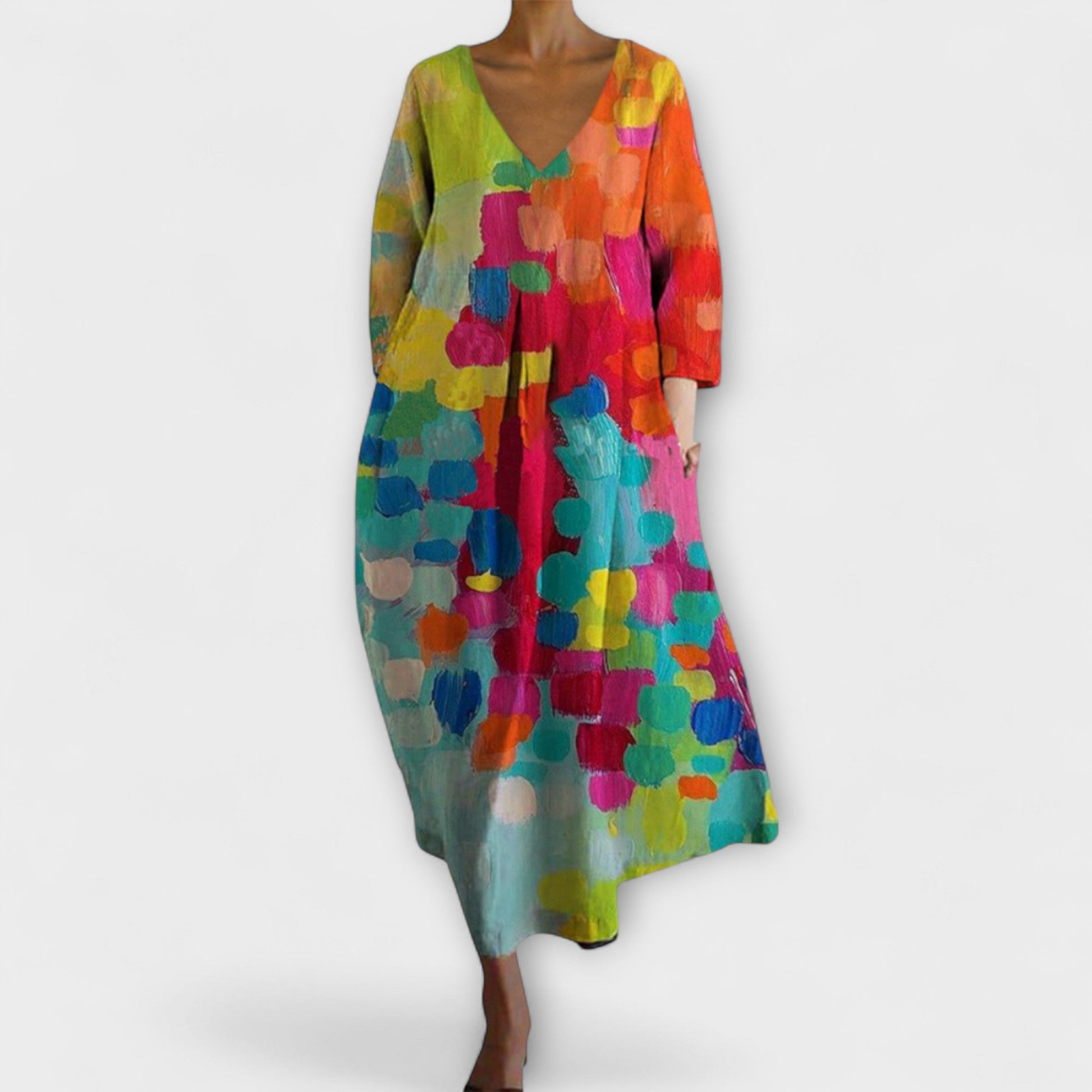 Stylish V Neck Long Evening Dress - Nocini