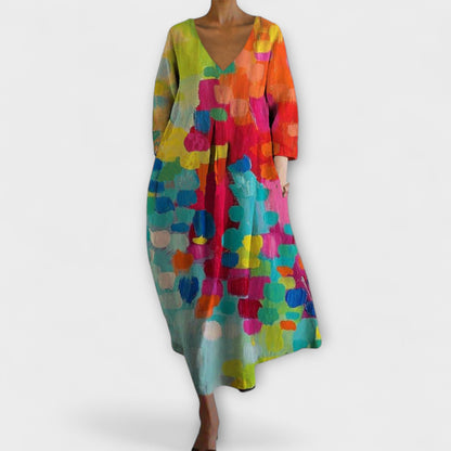 Stylish V Neck Long Evening Dress - Nocini