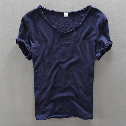 Relaxed Fit Men's Short Sleeve V Neck Tee
