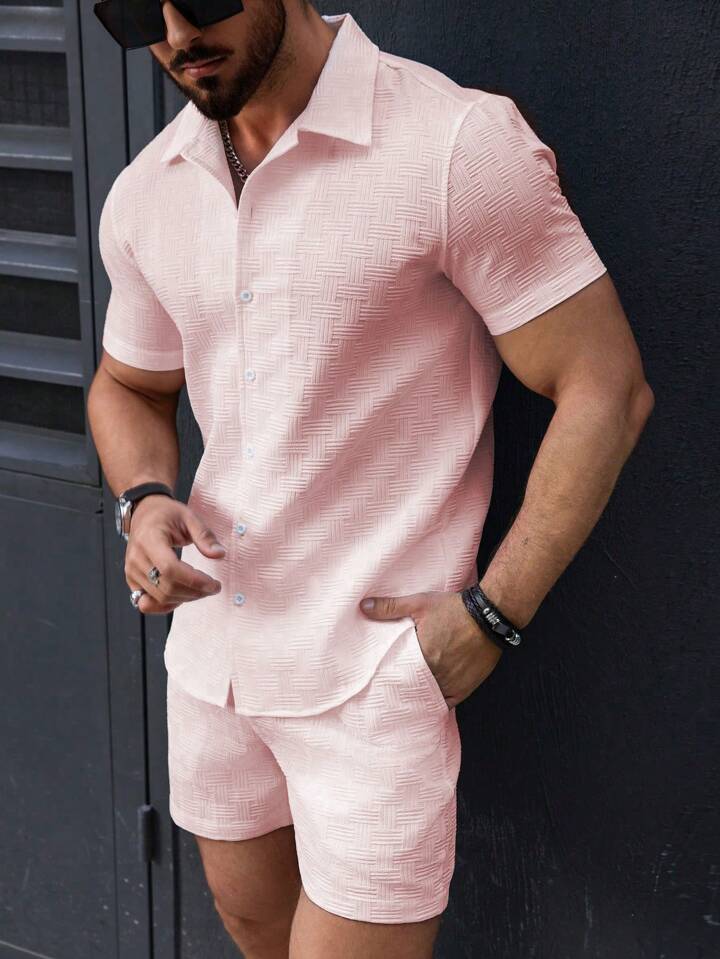 Men's Summer Set - Classic Fit Shirt and Shorts - Lightweight Comfort
