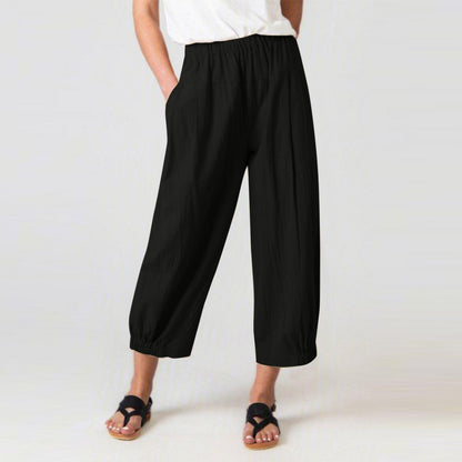 Comfy Women's Elastic Waist Pants with Pockets - Nocini