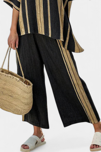 Cozy Striped Tunic & Loose Linen Trousers