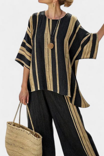 Cozy Striped Tunic & Loose Linen Trousers
