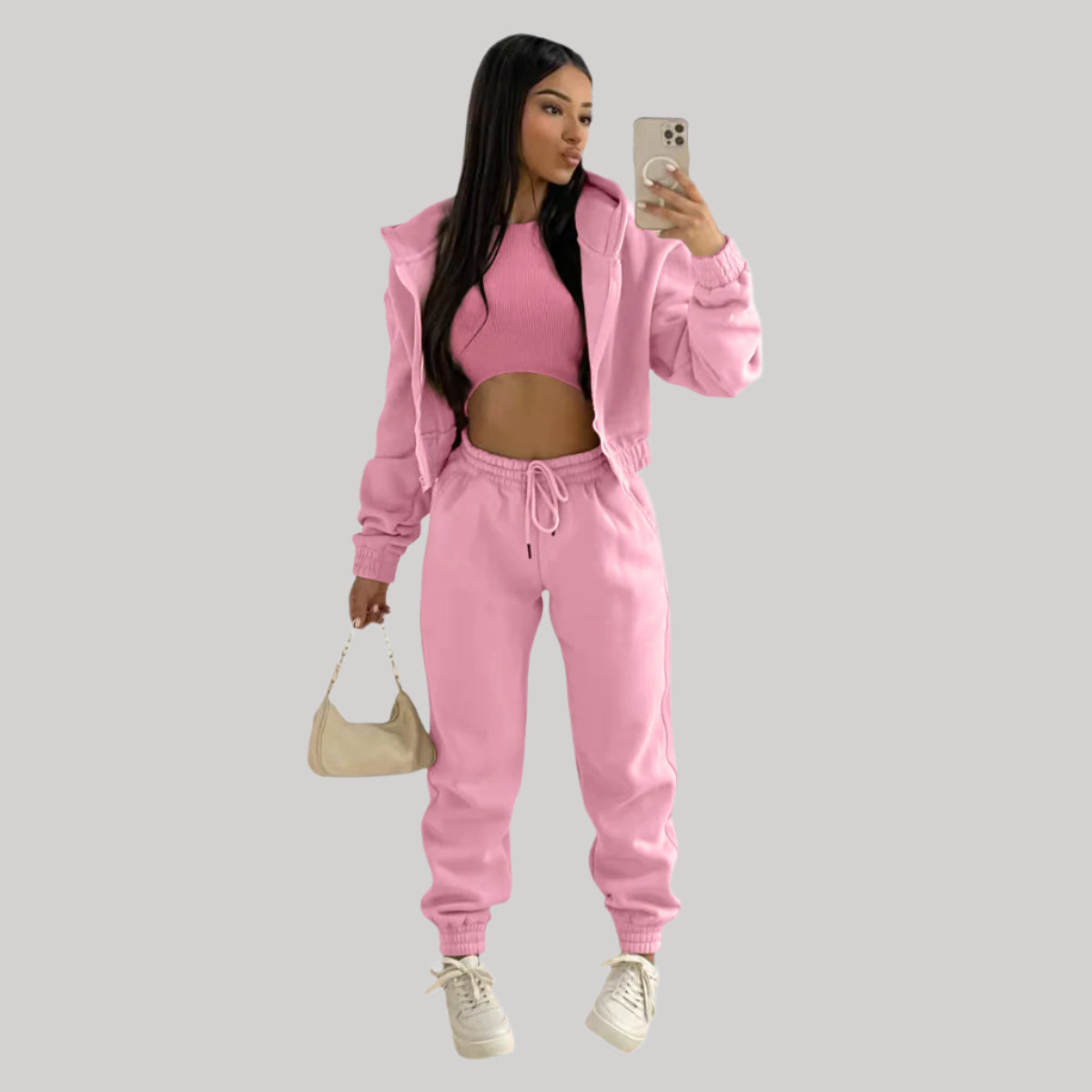 Ladies Comfortable Sporty 3 Piece Tracksuit Set