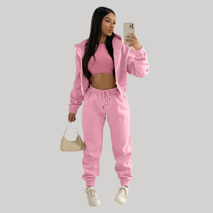 Ladies Comfortable Sporty 3 Piece Tracksuit Set