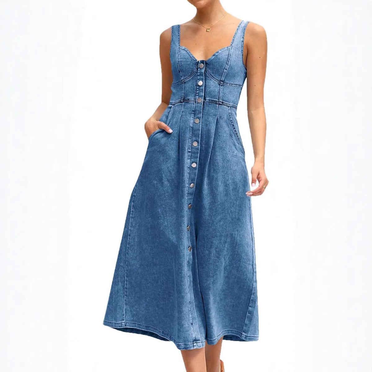 Summer Strapless Blue Jean Dress