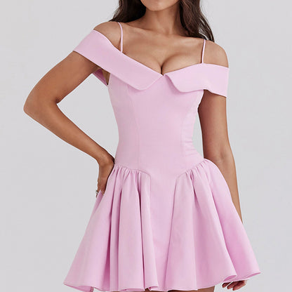 Women's Elegant Off Shoulder A-Line Dress - Nocini