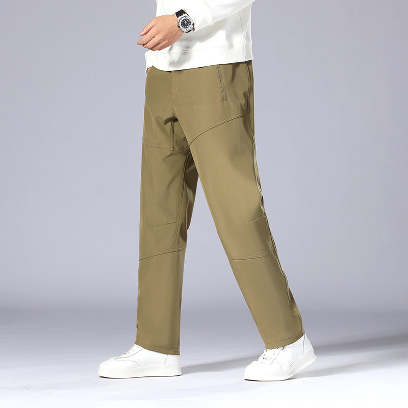 Comfortable Mens Cargo Pants Relaxed Fit Zip Pockets