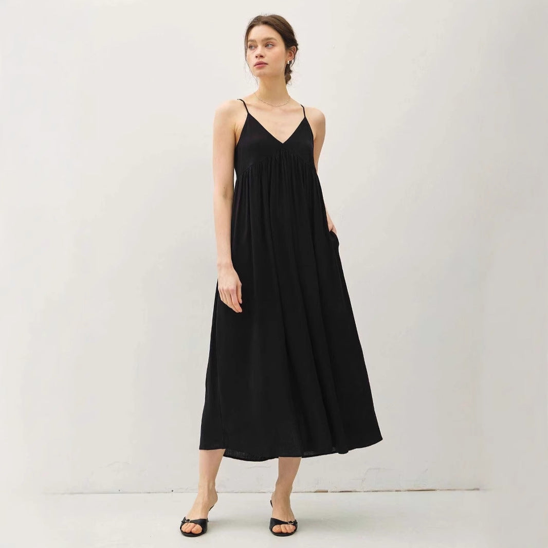 Flowy V-Neck Maxi Dress with Spaghetti Straps