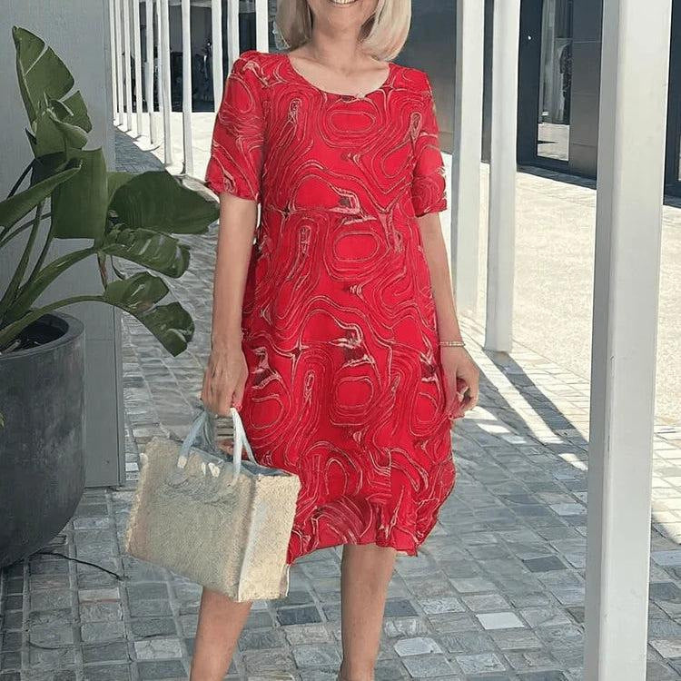 Casual V Neck Midi Dress with Pockets