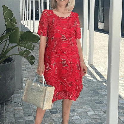 Casual V Neck Midi Dress with Pockets