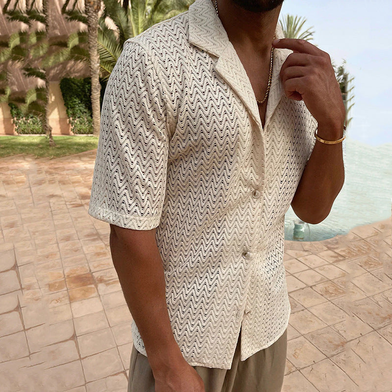 Men's Lightweight Short Sleeve Cardigan Sweater