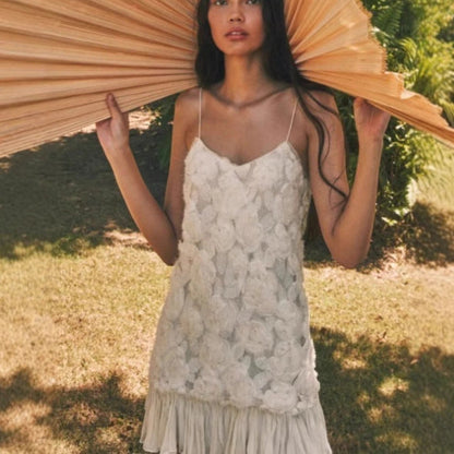 Petite Sleeveless Summer Dress with Floral Detail