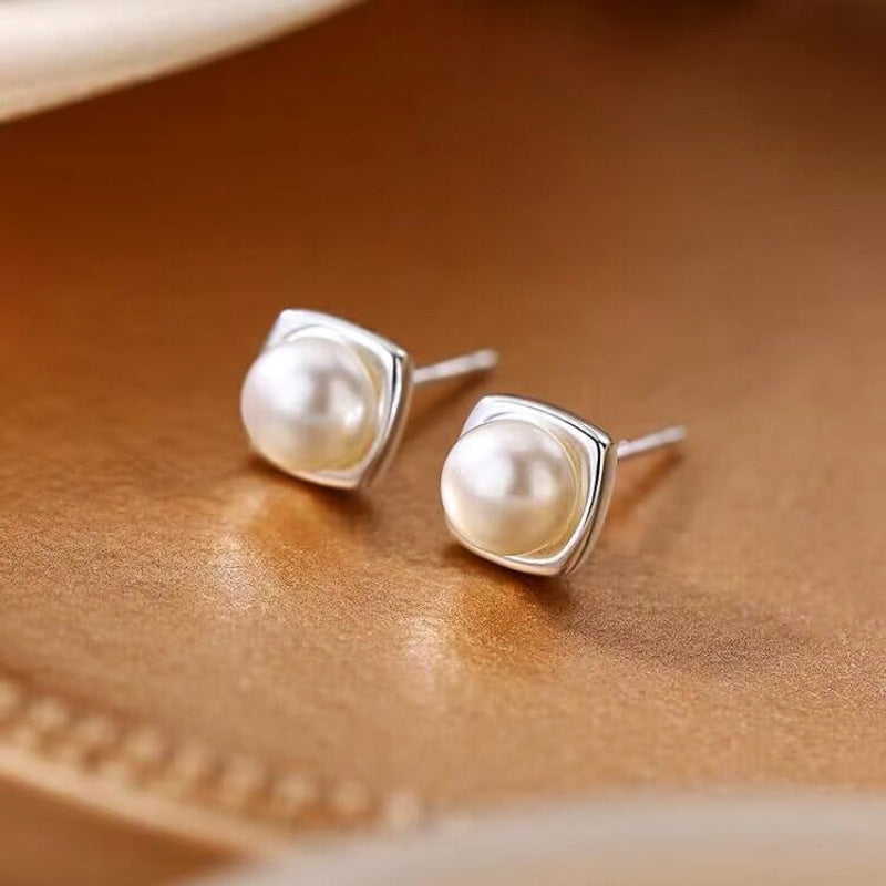 Real Freshwater Pearl Stud Earrings - Nocini