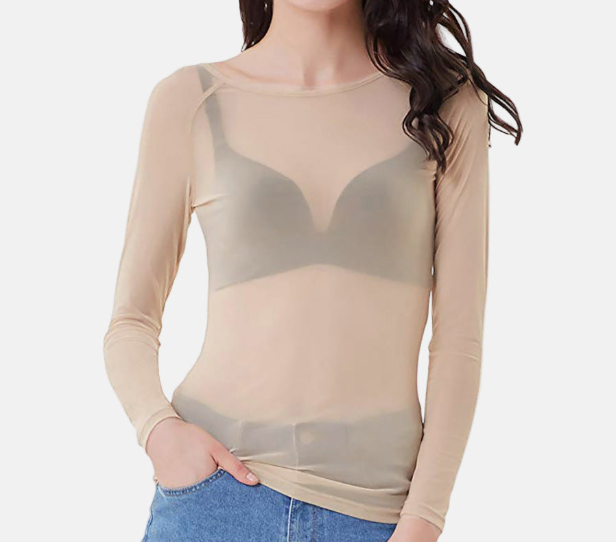 Women's Breathable See Through Top - Long Sleeve - Slim Fit