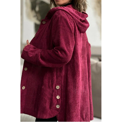 Casual Corduroy Hooded Coat for Women