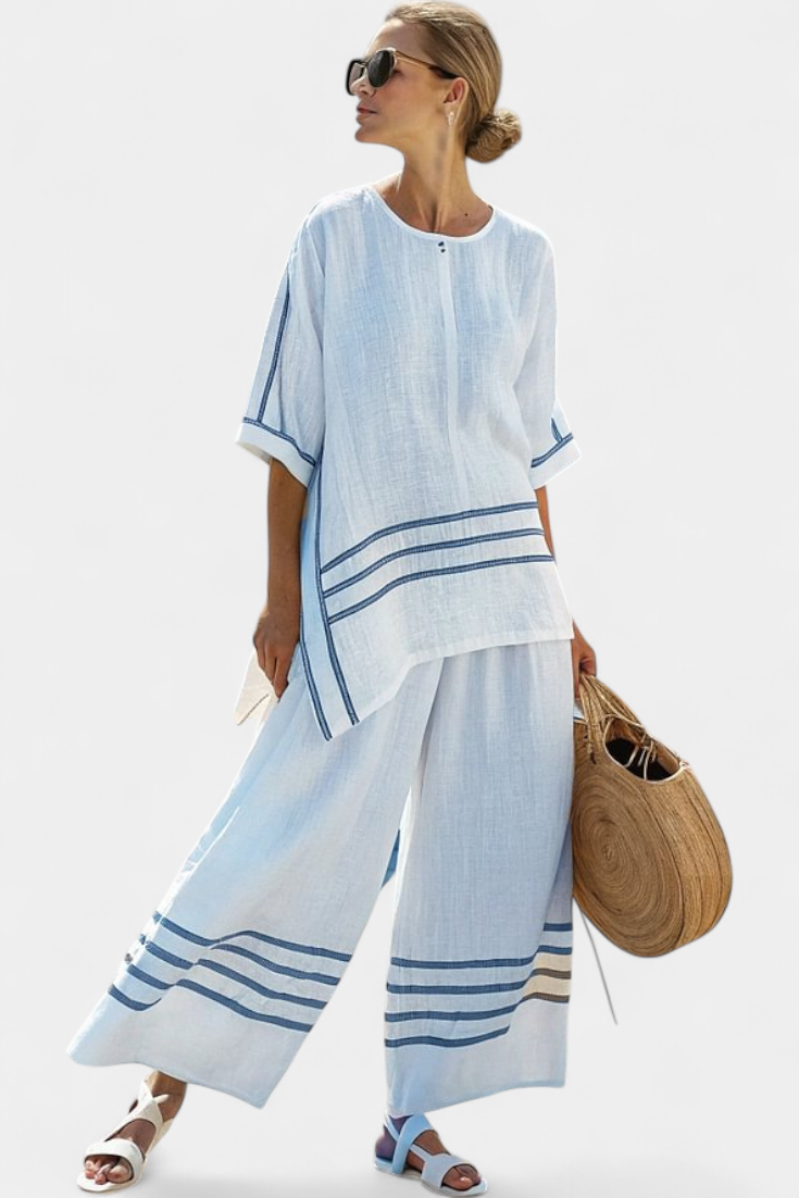 Chic Striped Offcenter Top & Statement Pants