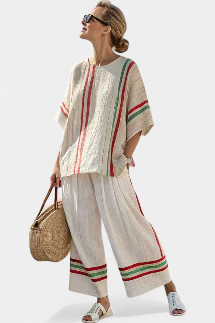 Truvane | Cozy Chic Print Top & Relaxed Fit Trousers