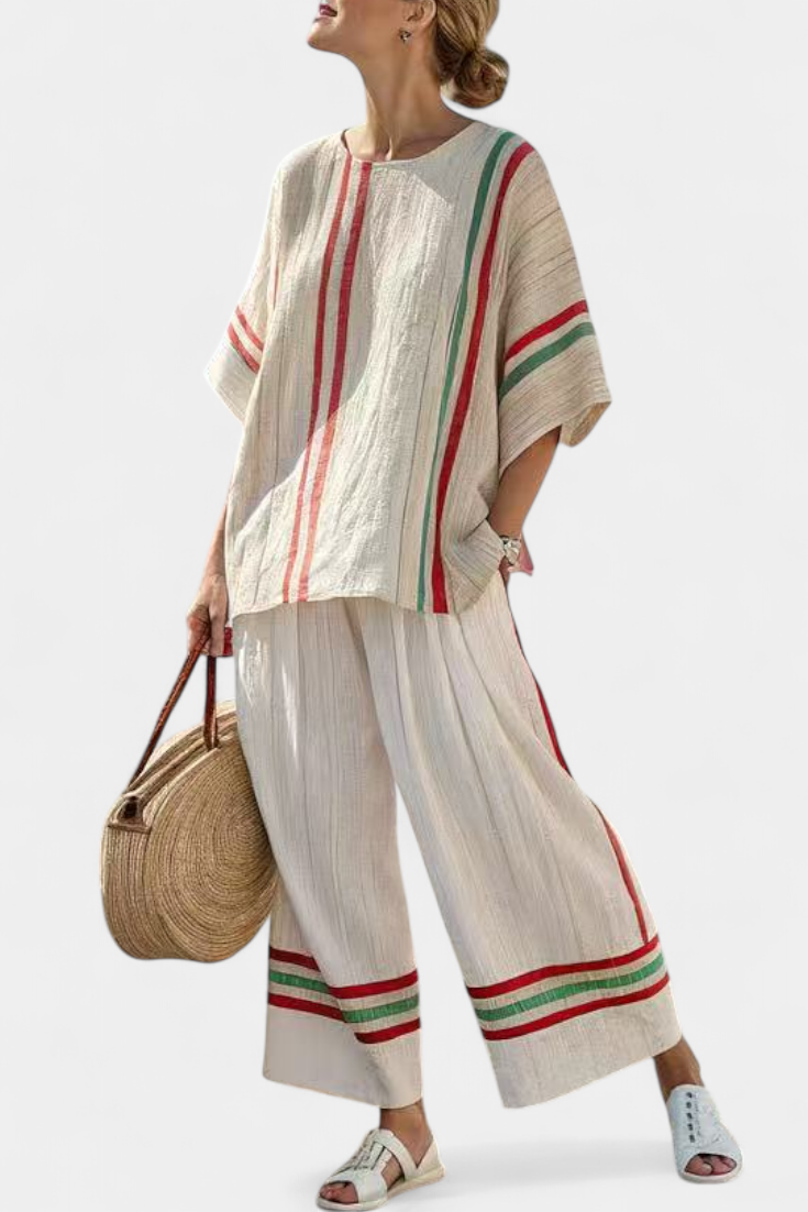 Truvane | Cozy Chic Print Top & Relaxed Fit Trousers - Olytrend