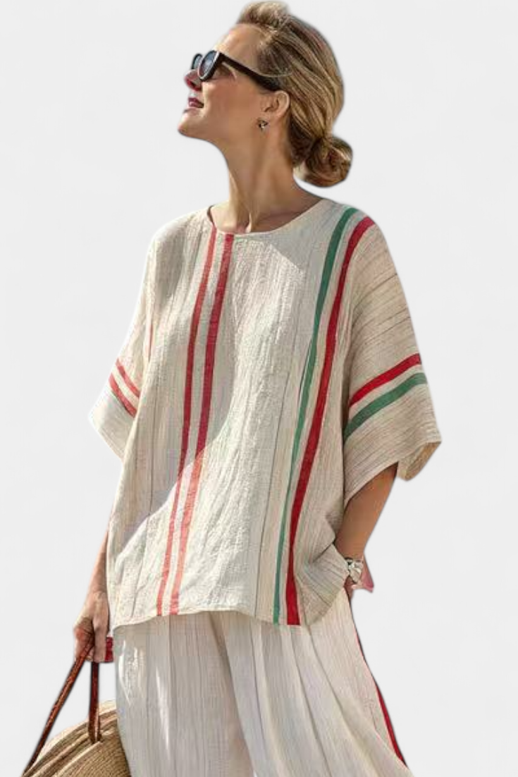 Truvane | Cozy Chic Print Top & Relaxed Fit Trousers