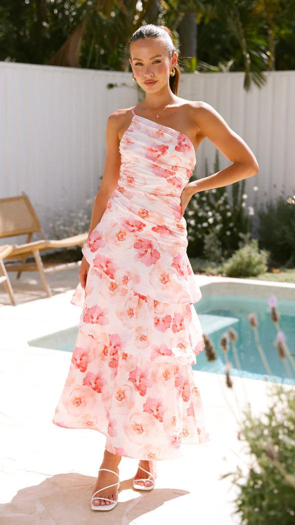 Flowy Women's Maxi Dress with Ruffled A-Line Skirt