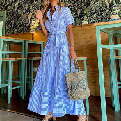 Casual Women's Midi Dress with Elastic Waist