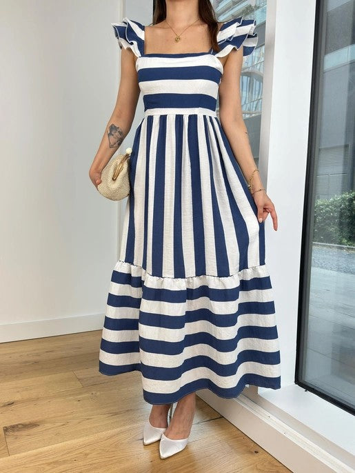 Casual Striped Off Shoulder Women's Dress