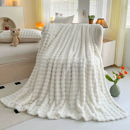 Soft Quilted Throw Blanket With Thick Texture