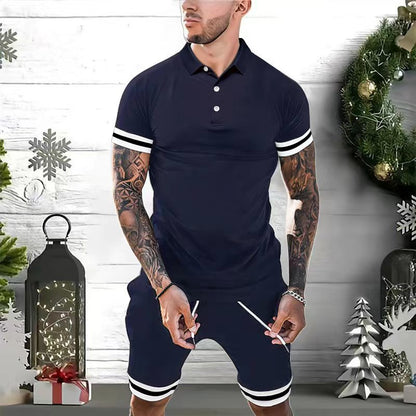 Slim Fit Mens Polo Shirt with Moisture Wicking Stripes - Nocini