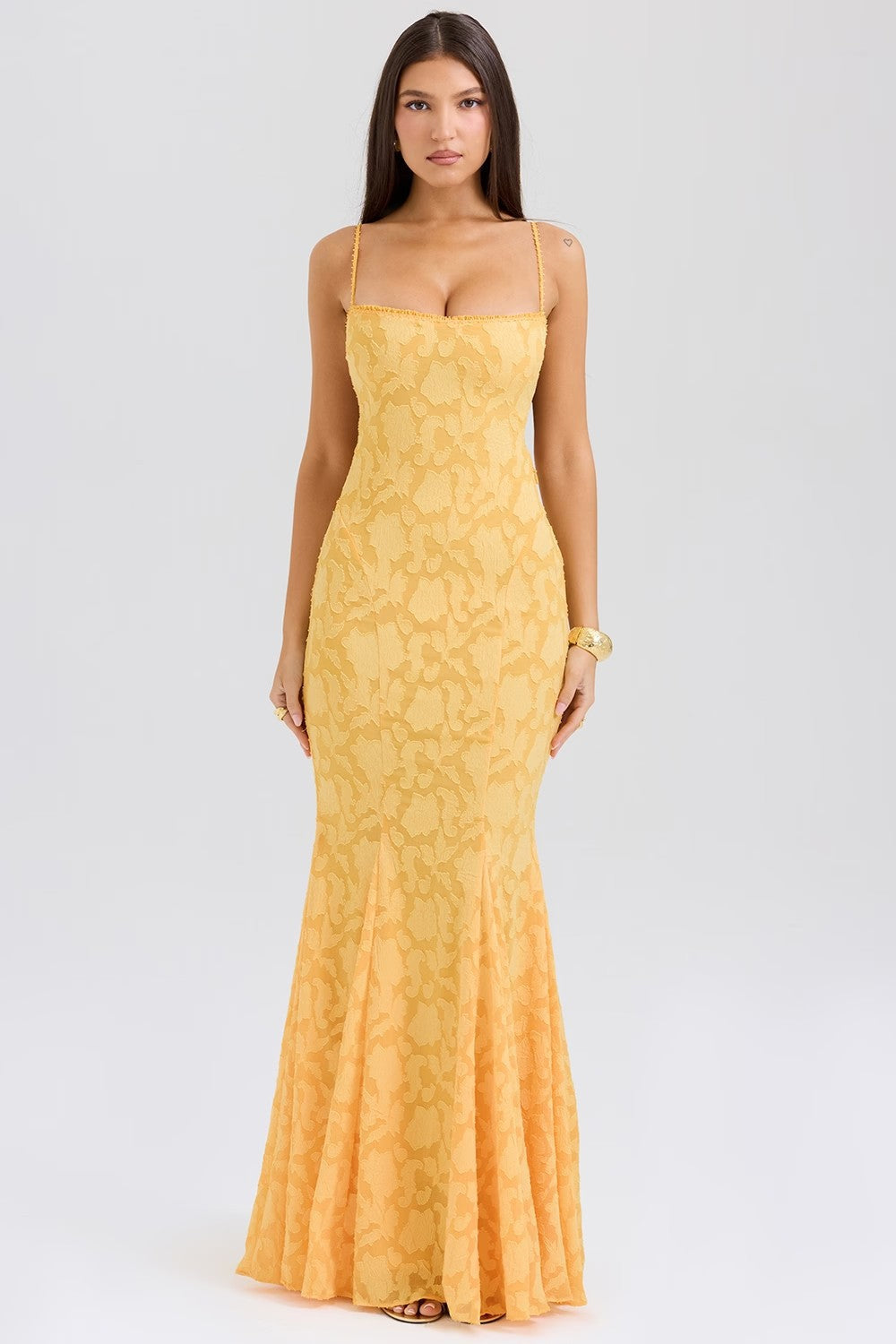 Elegant Long Evening Dress with Lace Details
